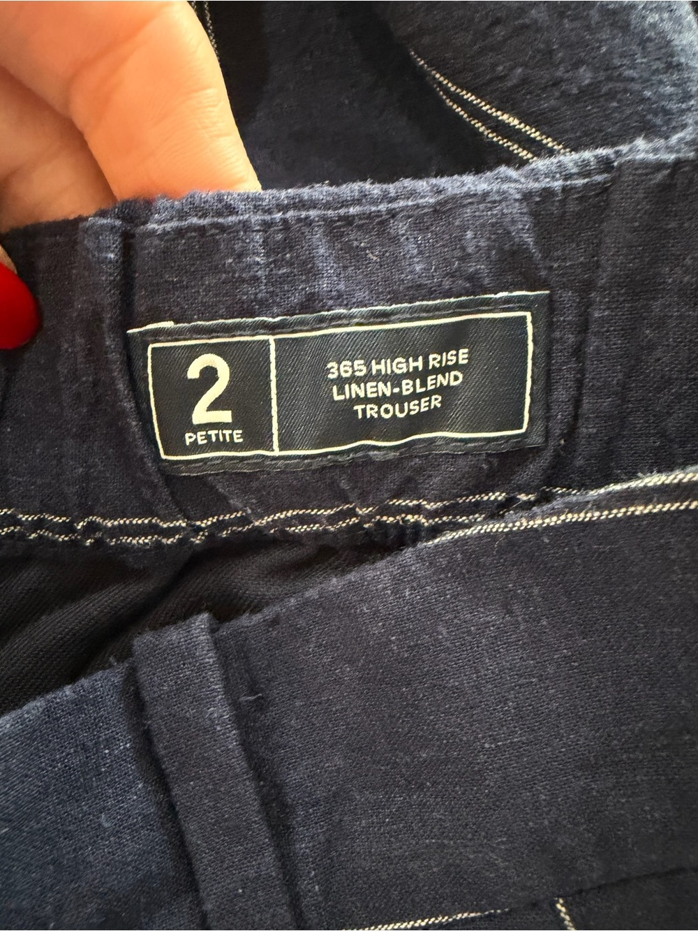 GAP NWT 365 High Rise Linen Blend Pinstripe Navy Trousers - Picture 4 of 6